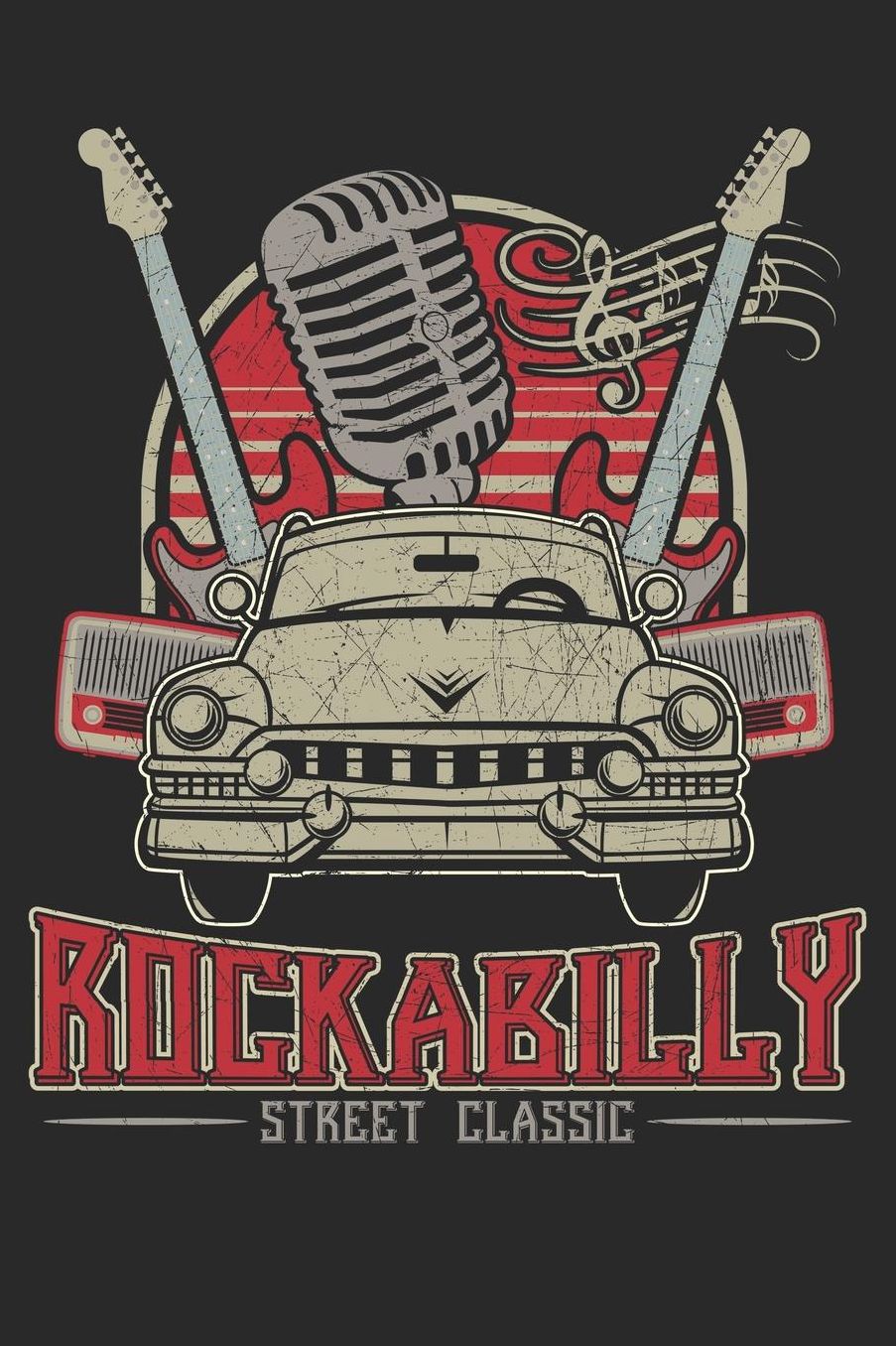 Rockabilly Street Classic: A5 Blanko - Notebook - Notizbuch - Taschenbuch - Journal - Tagebuch - Ein lustiges Geschenk fï¿½r Freunde oder die Familie und echte Rockabillys und Rock Fans
