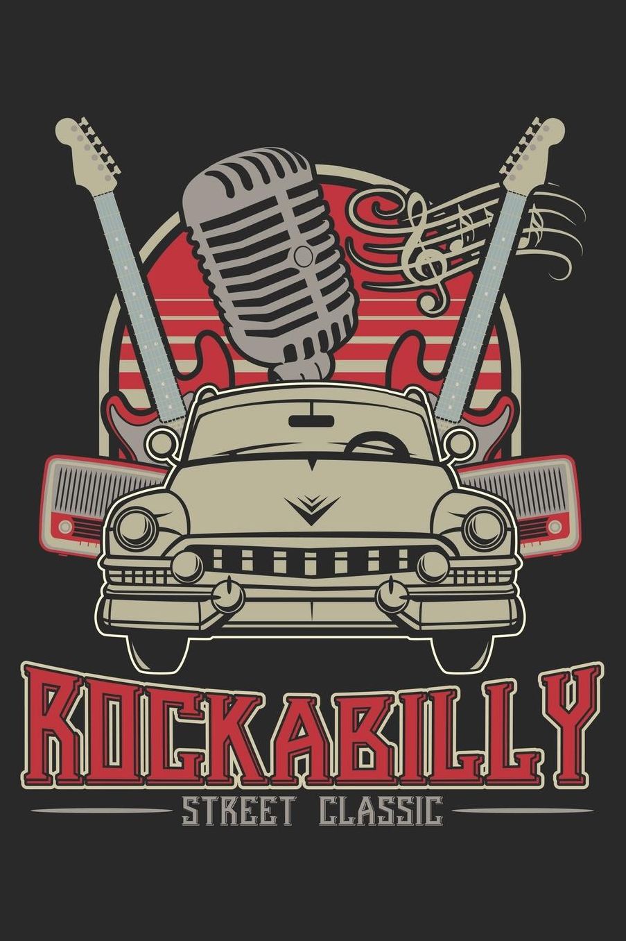 Rockabilly Street Classic: A5 Blanko Notebook - Notizbuch - Taschenbuch - Journal - Tagebuch - Ein lustiges Geschenk fï¿½r Freunde oder die Familie und echte Rock Fans der 50er und 60er