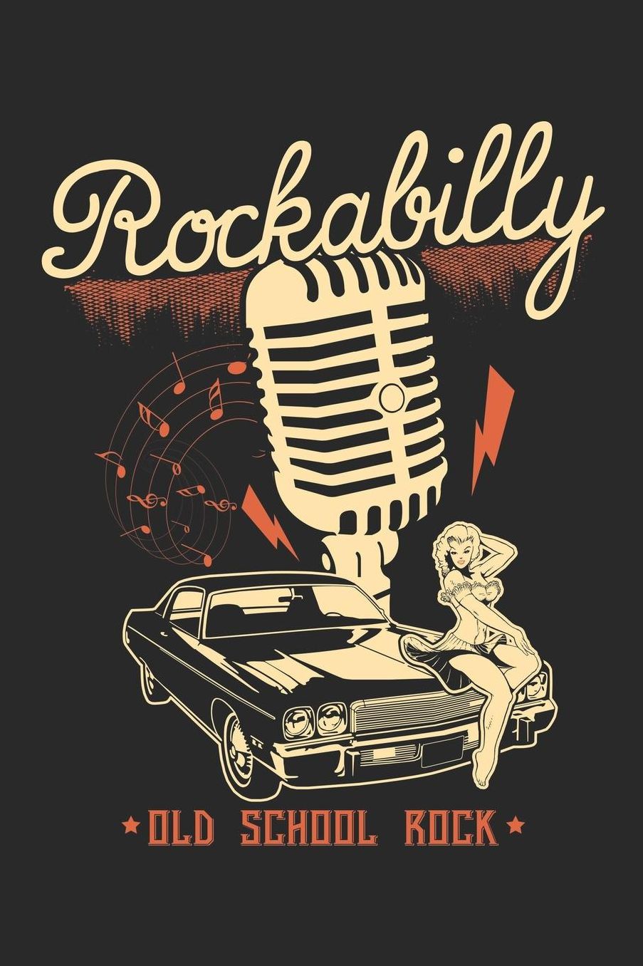 Rockabilly Old School Rock: A5 Liniertes Notebook - Notizbuch - Taschenbuch - Journal - Tagebuch - Ein lustiges Geschenk fï¿½r Freunde oder die Familie und echte Rock Fans der 50er und 60er