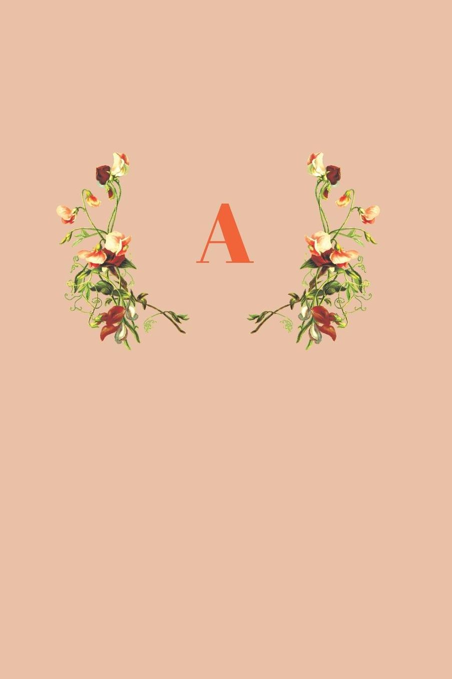 A: Initial Monogram Notebook and Journal 120 white lined pages Orange floral design with letter A