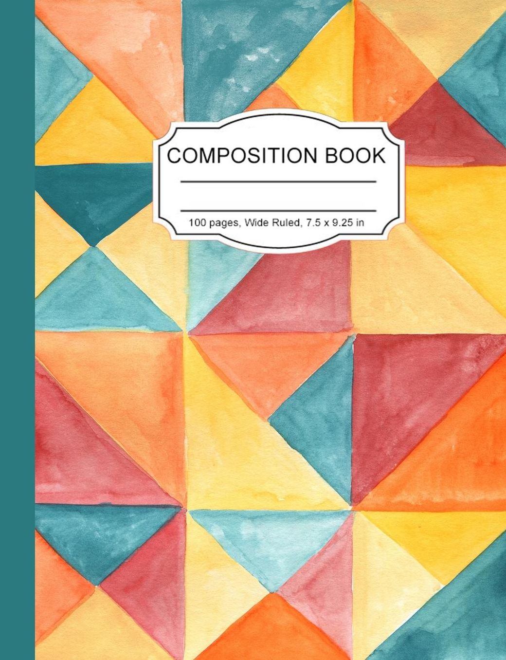 Composition Book: Multicolor Geometric Squares Boys Sports Math Wide Ruled Paper Lined Notebook Journal for Teens Kids Students Back to School 7.5 x 9.25 in. 100 Pages
