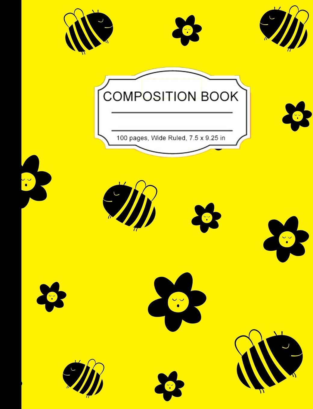 Composition Book: Cute Kawaii Buzzy Bees and Flowers Girls Wide Ruled Paper Lined Notebook Journal for Teens Kids Students Back to School 7.5 x 9.25 in. 100 Pages