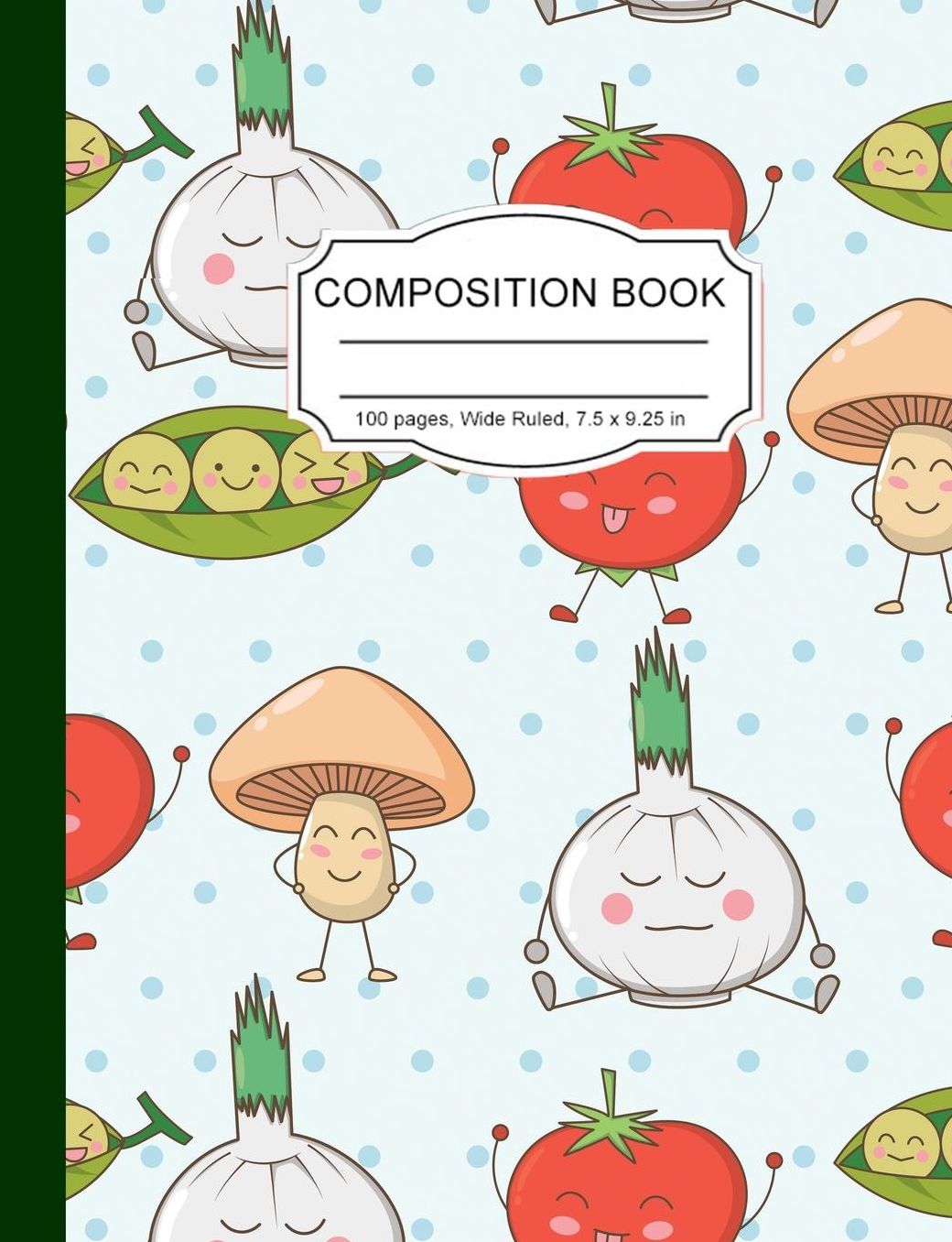 Composition Book: Supercute Veggies Wide Ruled Paper Lined Notebook Journal for Teens Kids Students Back to School Teachers 7.5 x 9.25 in. 100 Pages