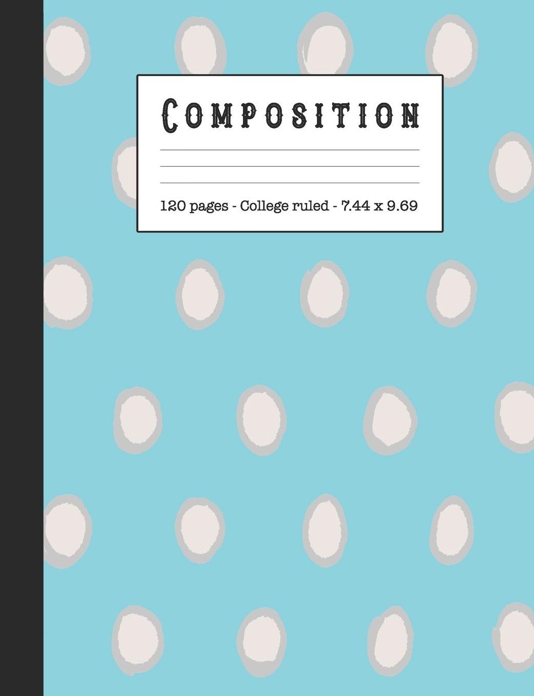 Composition: Wide ruled education composition notebook for school and college students and teachers - Blue, gray and white spot contemporary graphic cover art design
