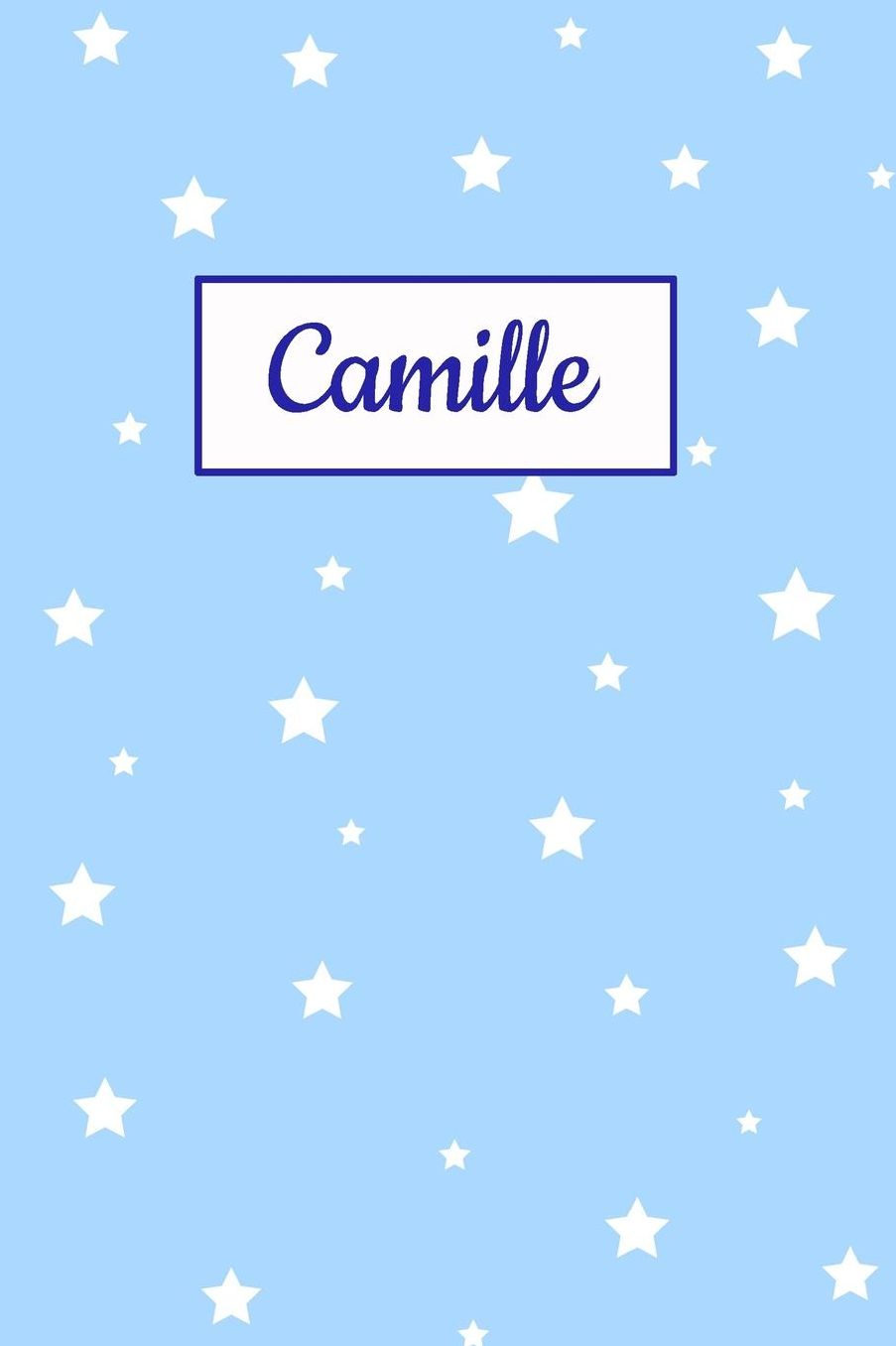 Camille: Personalized Name Journal. Wide Ruled (Lined) Writing Diary, Composition Book. Baby Blue Star Cover for Girls, Kids and Teens