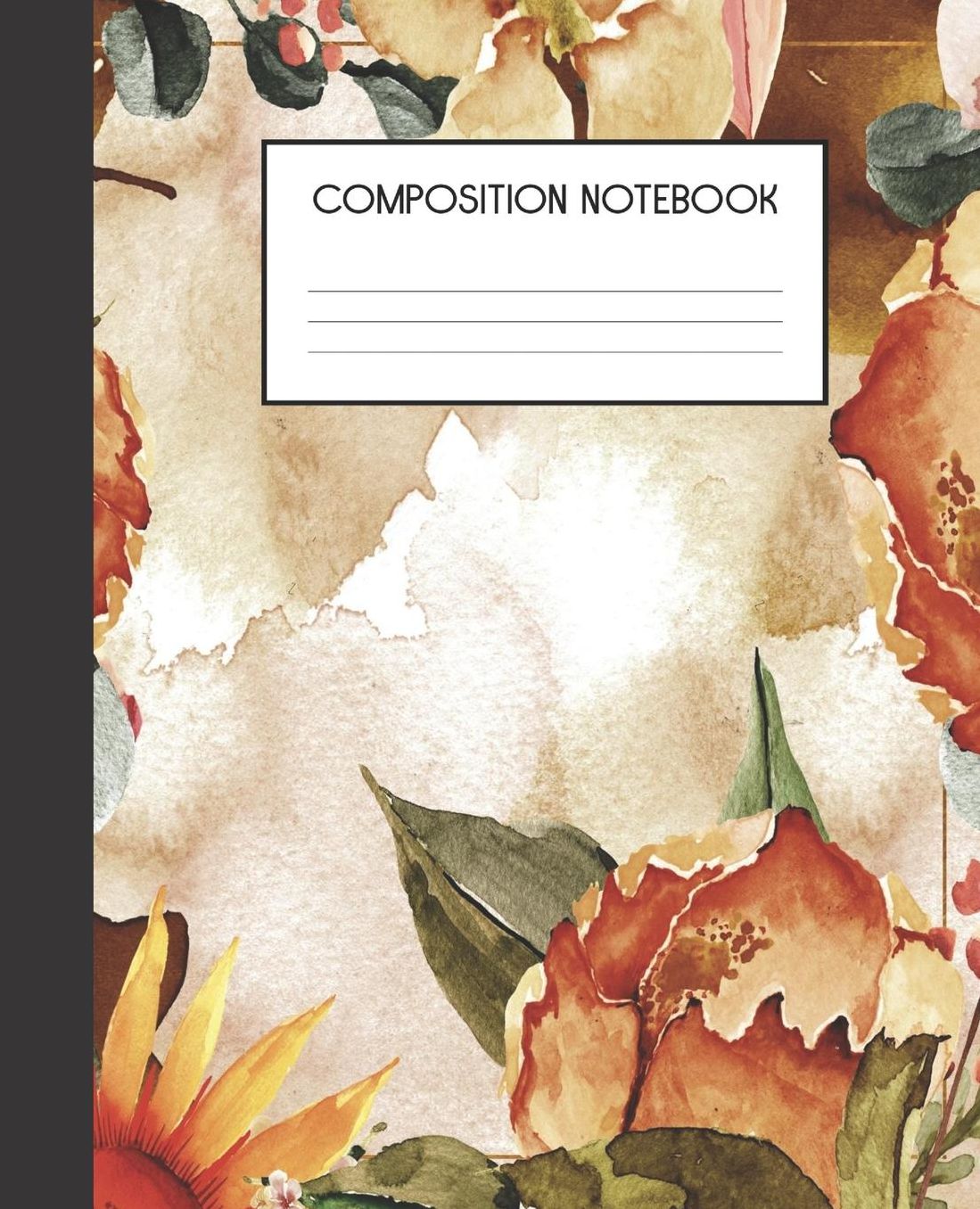 Composition Notebook: Watercolor Floral College Ruled Notebook Lined Journal 100 Pages 7.5 X 9.25 School Subject Book Notes Student Gift Kids Teenager Adult Teacher