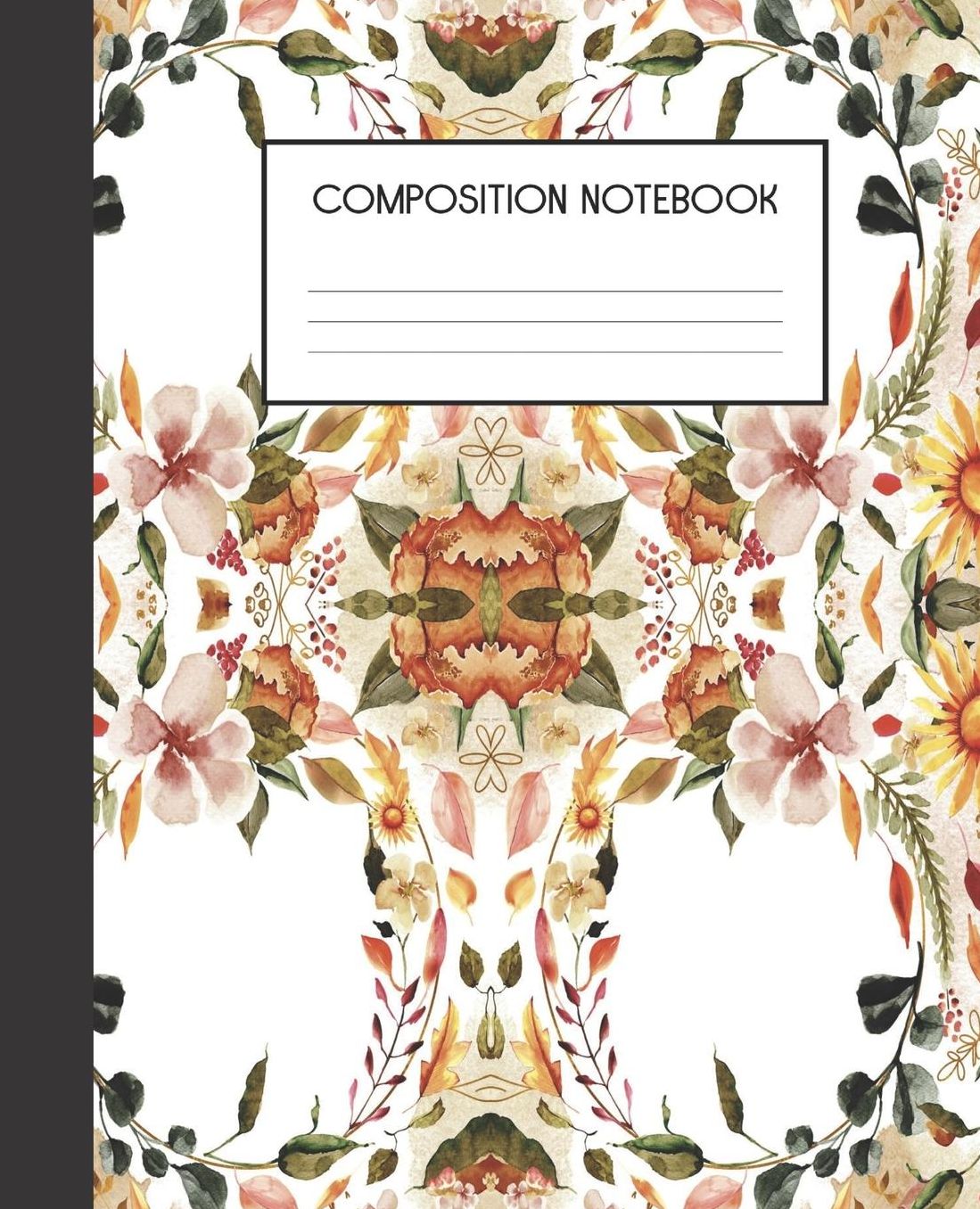 Composition Notebook: Watercolor Floral College Ruled Notebook Lined Journal 100 Pages 7.5 X 9.25 School Subject Book Notes Student Gift Kids Teenager Adult Teacher