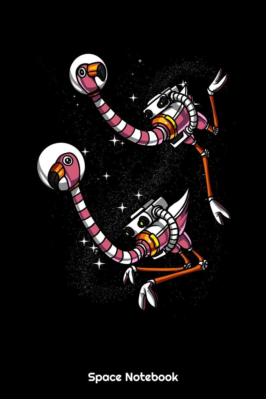 Space Notebook: Flamingo Bird Space Astronaut Notebook
