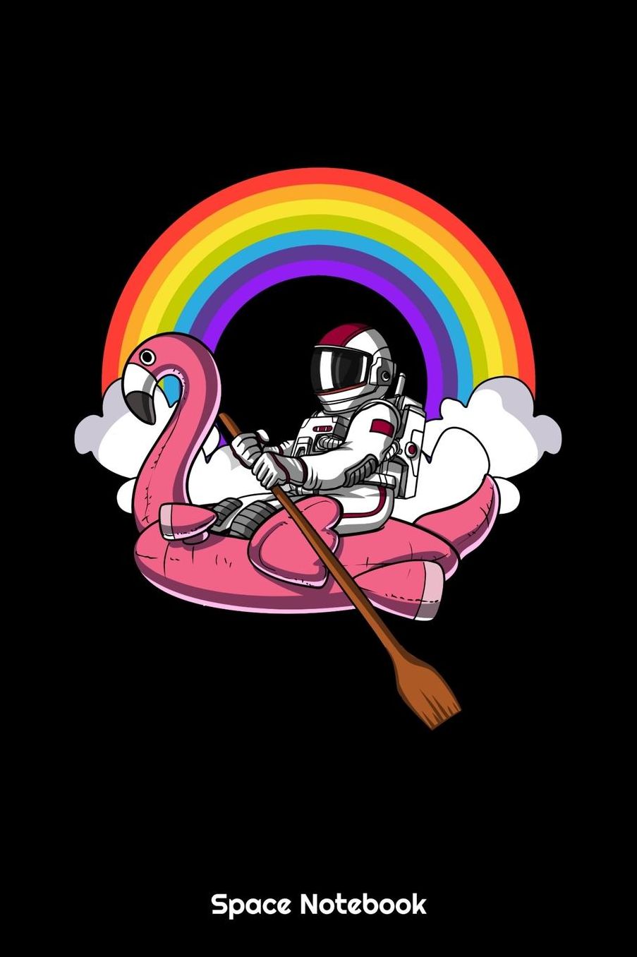 Space Notebook: Space Astronaut Riding Flaming Float Notebook