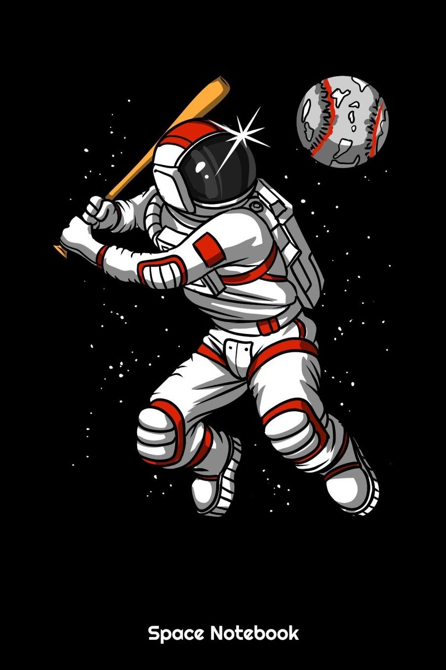 Space Notebook: Space Astronaut Baseball Player Notebook