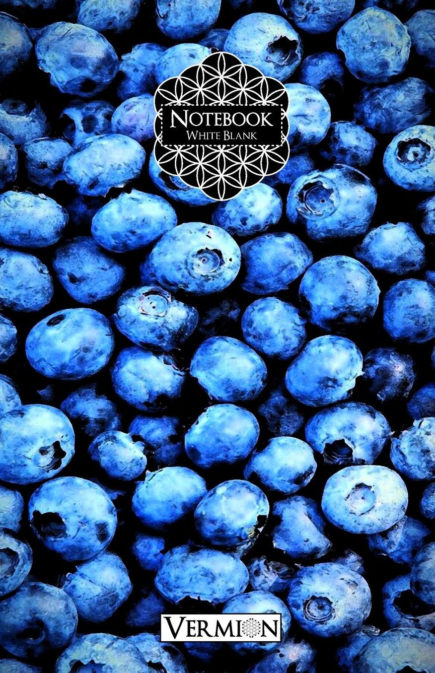 Vermion White Blank Notebook: 5,5 x 8,5, 120+ pages, unique blueberries mat cover, blank white pages, ideal Journal, Sketchbook, Softcover Paperback