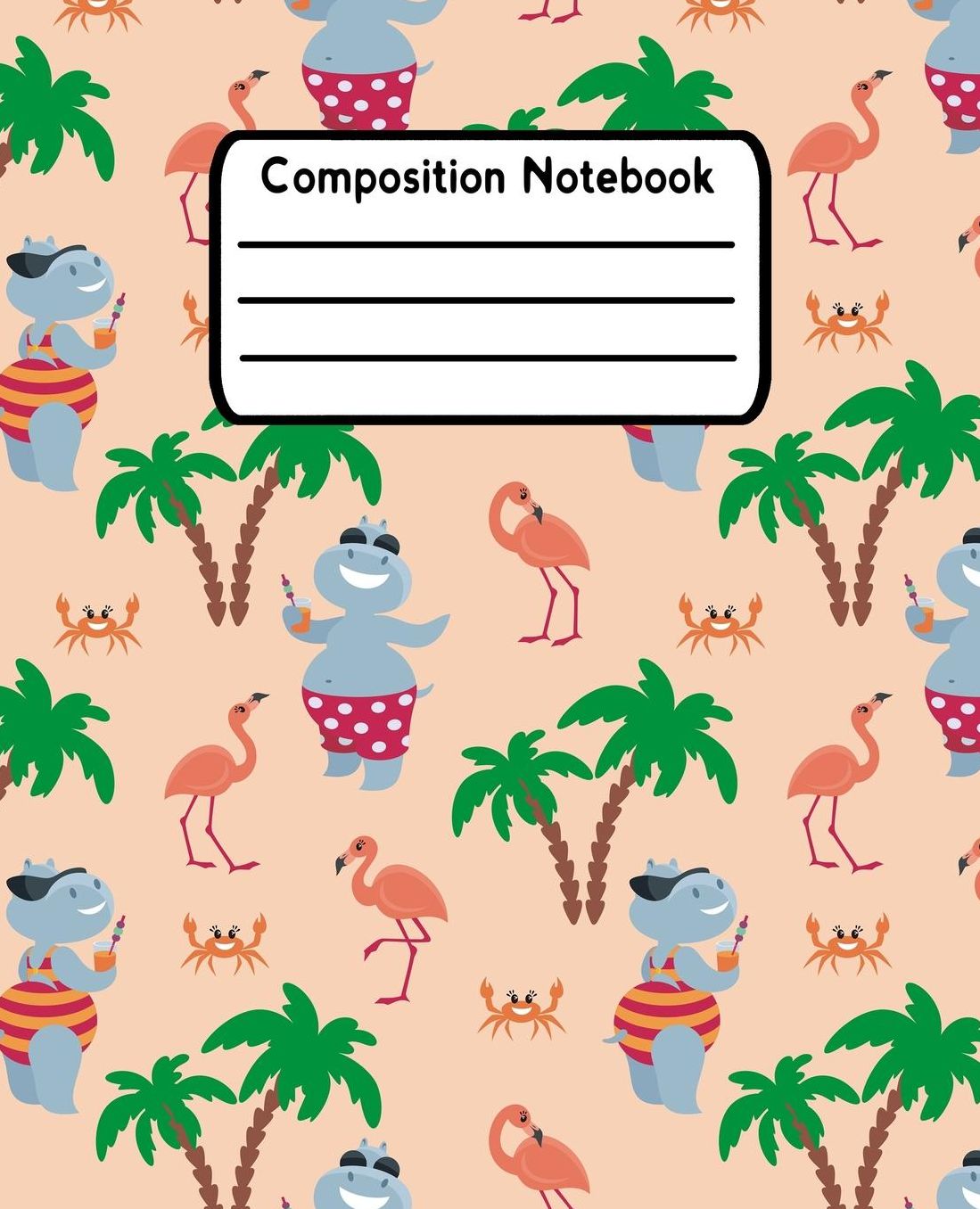Composition Notebook: Hippo Wide Ruled Lined Journal For Kids V2