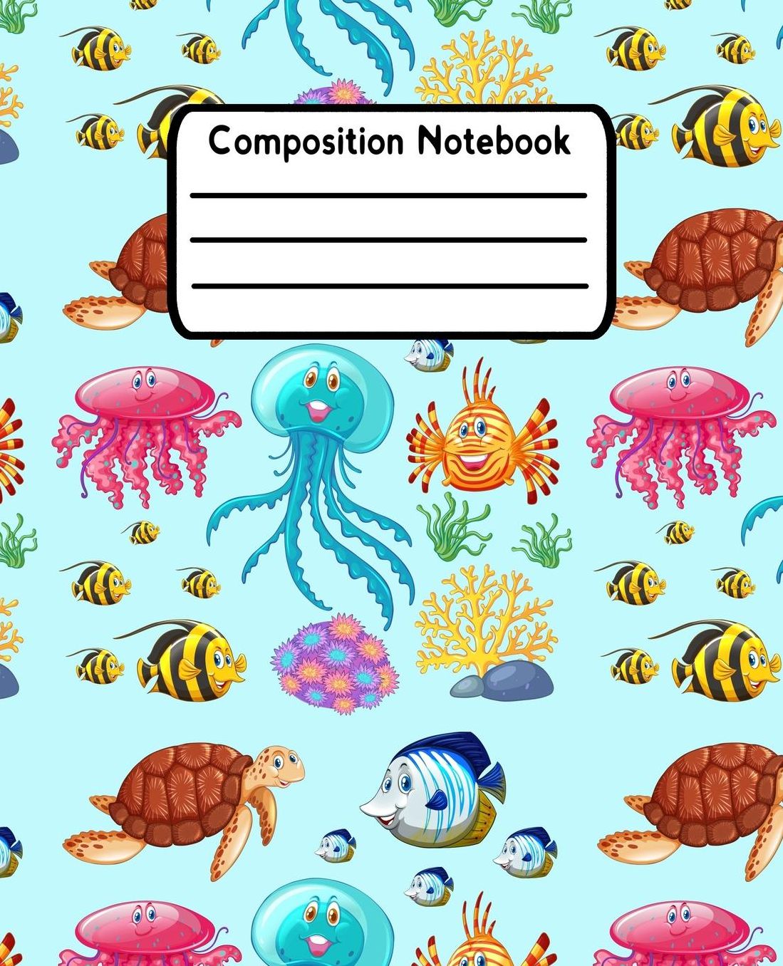 Composition Notebook: Marine Life Wide Ruled Lined Journal For Kids
