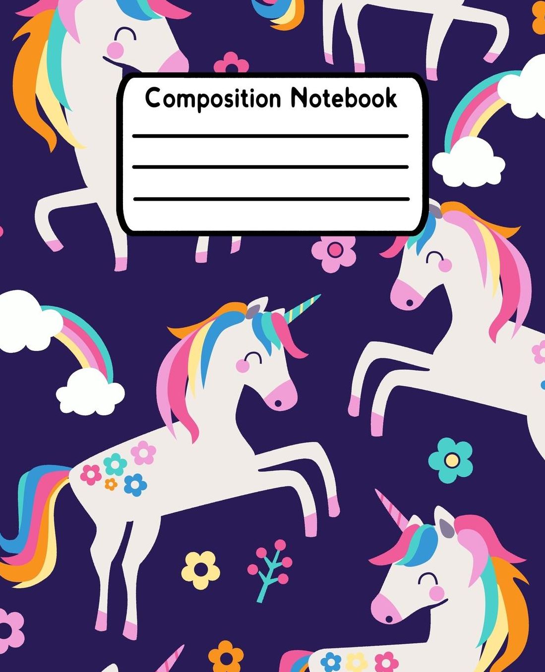 Composition Notebook: Unicorn Wide Ruled Lined Journal For Kids V1