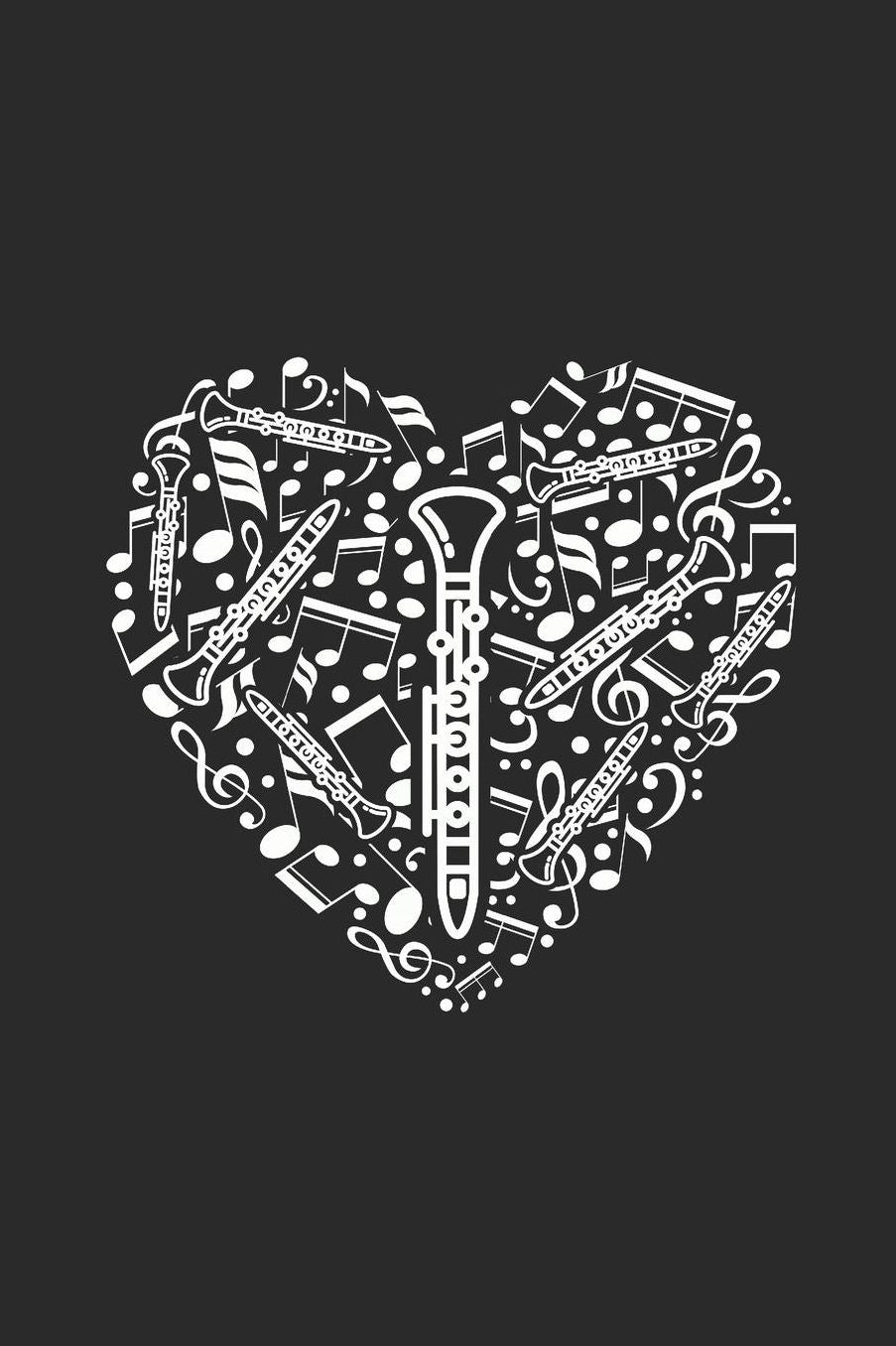 Clarinet Heart: Clarinets Notebook, Graph Paper (6 x 9 - 120 pages Musical Instruments Themed Notebook for Daily Journal, Diary, and Gift
