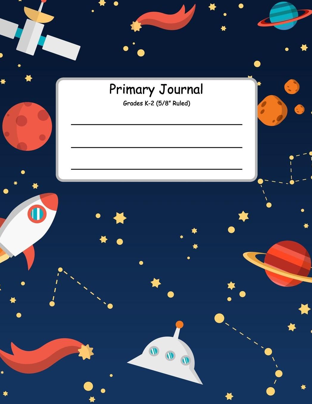 Primary Journal Grades K-2: Primary Composition Books K-2. Picture Space And Dashed Midline, Primary Composition Notebook, Composition Notebook for Kindergarten, Composition Notebook