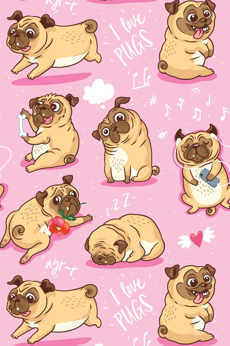Mops Notizbuch Liniert: Dein lieblings Hund in frechen und lustigen Posen auf dem Cover