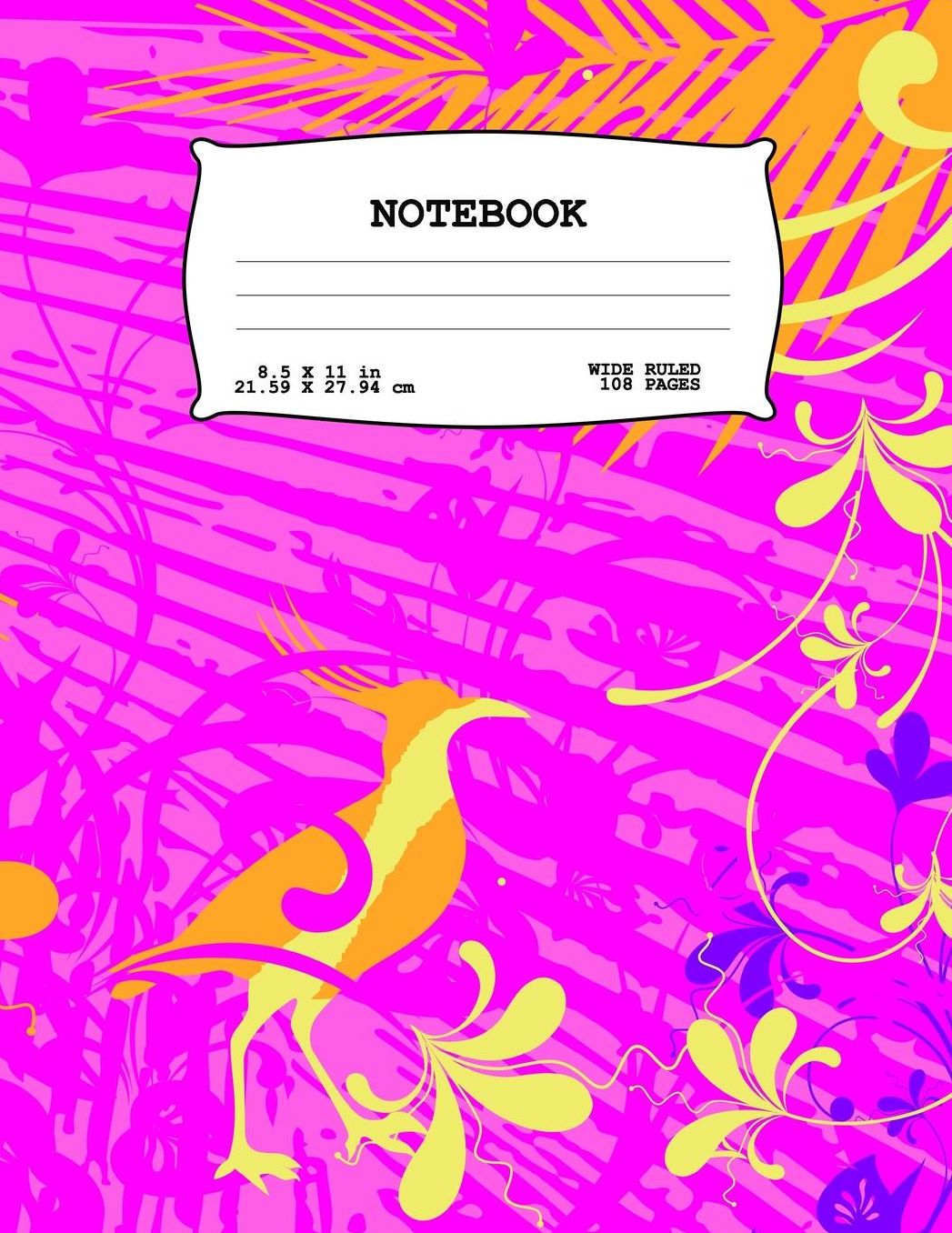 Tropical Escape: Notebook Wide Ruled Lined Paper 108 pages 8.5x11