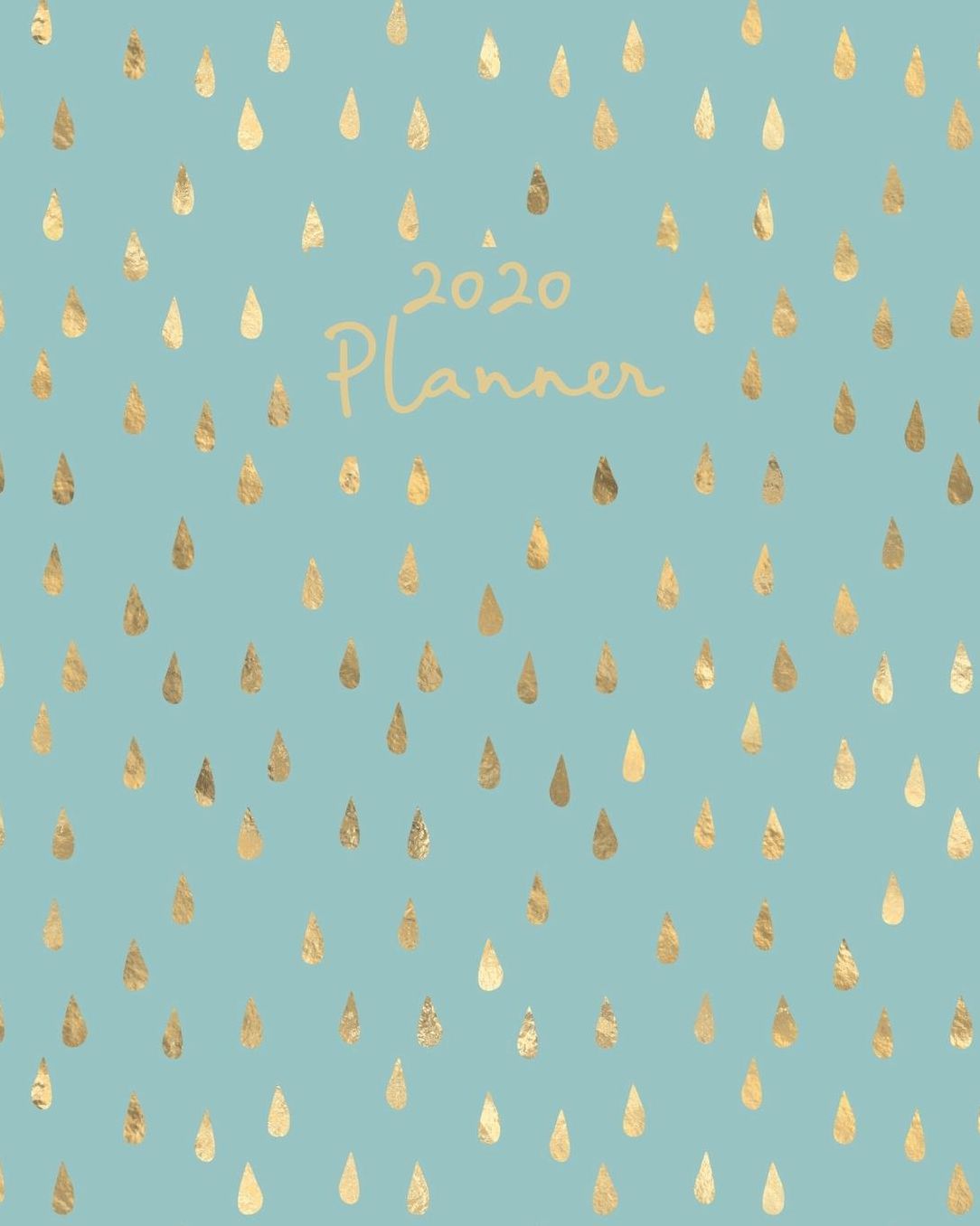 2020 Planner: Weekly Basic Large Planner: 52 Week Agenda: Extra Dot Grid Pages: Paperback Sky Blue & Gold Raindrops Cover