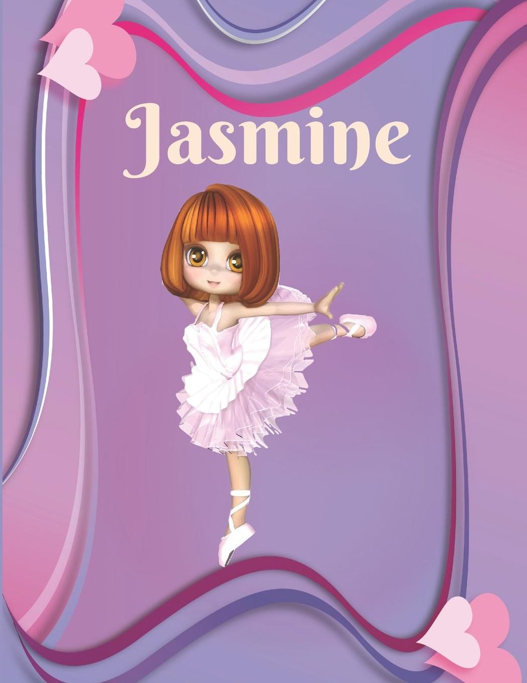 Jasmine: Draw & Write Notebook Personalized with Name for Girls who Love Ballet Dancing / With Picture Space and dashed mid-line