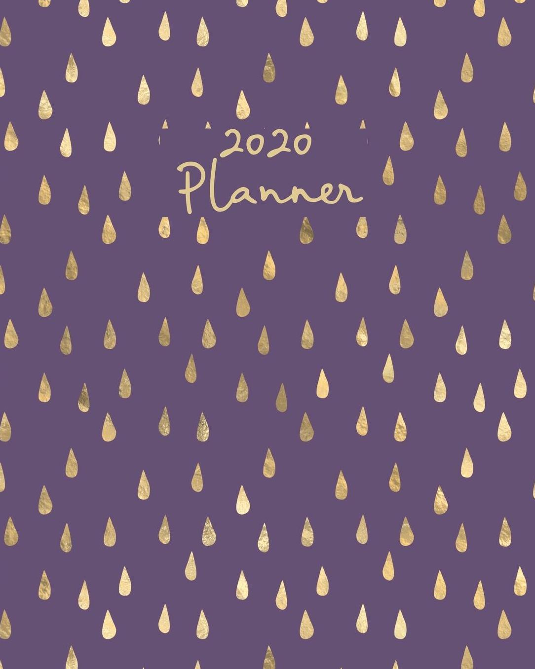 2020 Planner: Weekly Basic Large Planner: 52 Week Agenda: Extra Dot Grid Pages: Purple & Golden Raindrops Paperback Cover