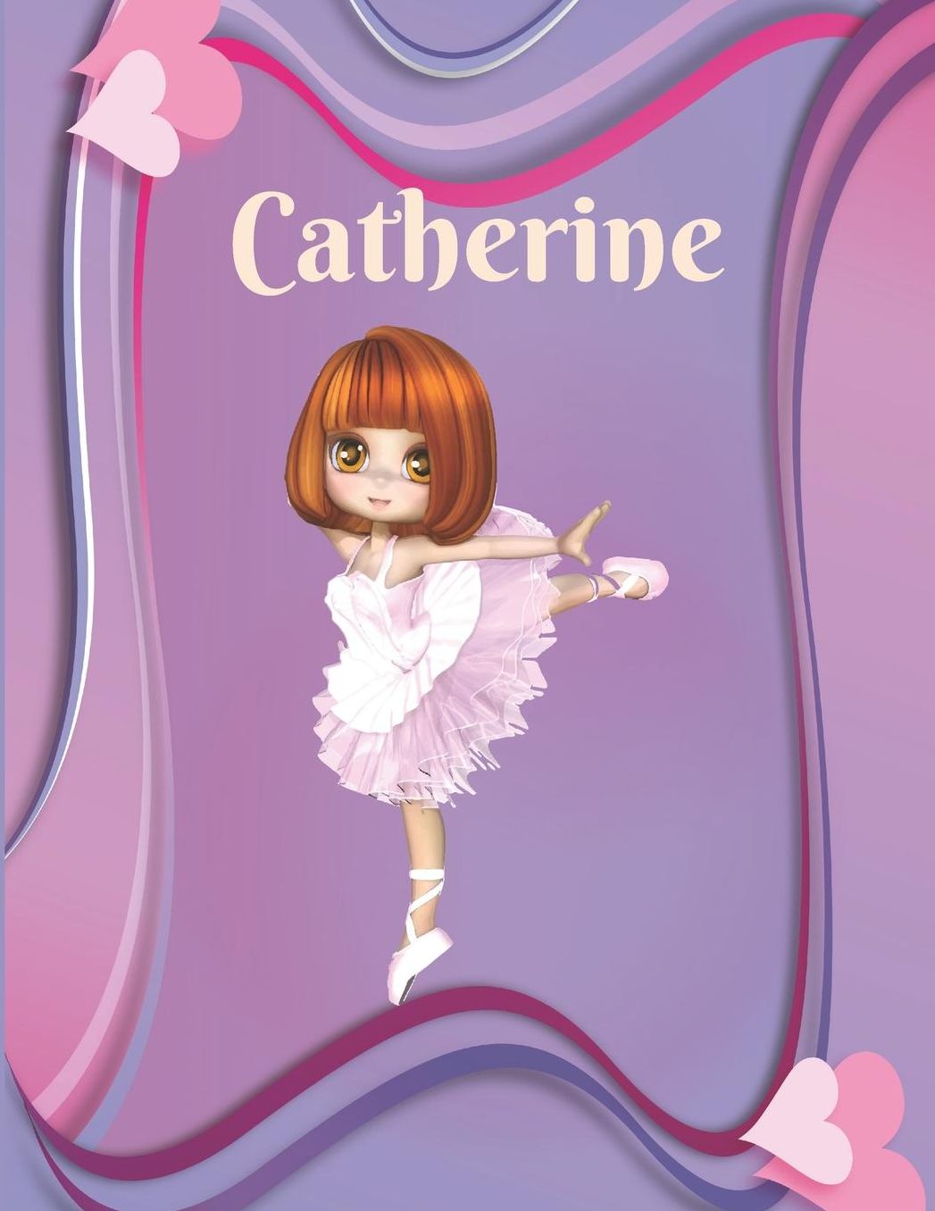 Catherine: Draw & Write Notebook Personalized with Name for Girls who Love Ballet Dancing / With Picture Space and dashed mid-line
