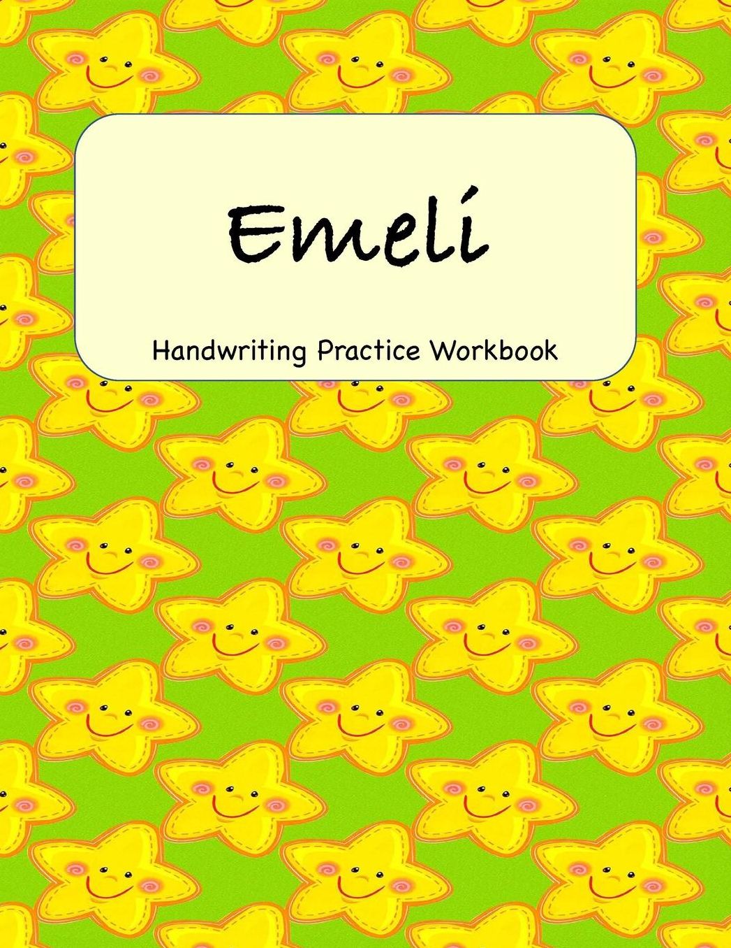 Emeli - Handwriting Practice Workbook: 8.5 x 11 Notebook with Dotted Lined Sheets - 100 Pages - Green Stars