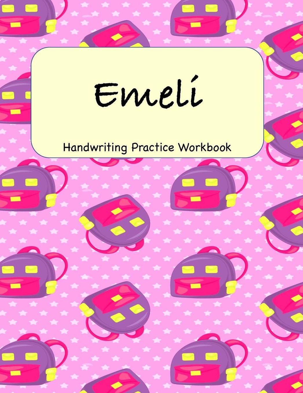Emeli - Handwriting Practice Workbook: 8.5 x 11 Notebook with Dotted Lined Sheets - 100 Pages - Purple Backpacks