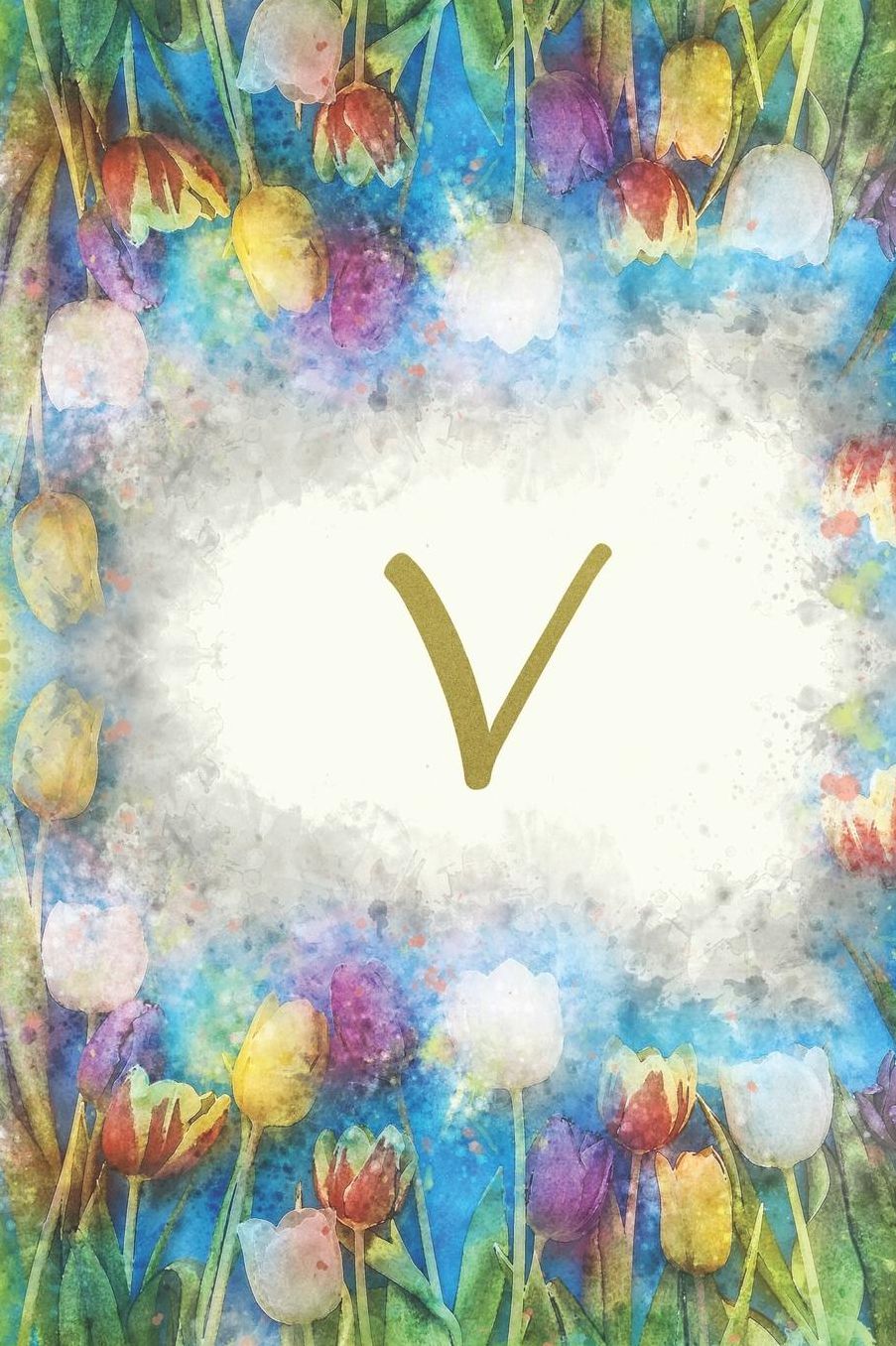 V: Monogram Initial Notebook for Women and Girls, Blank, 6 x 9, 110 pages