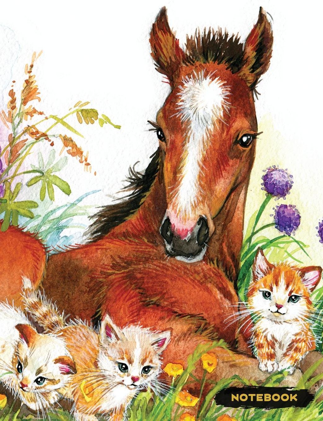 Notebook: Horse & Kittens Lined Journal, Composition Notebook, Ruled Lines