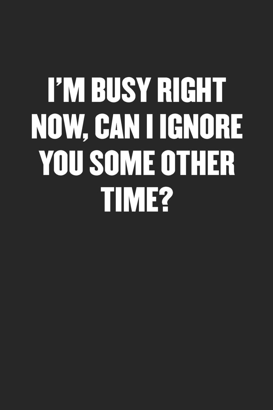 I'm Busy Right Now, Can I Ignore You Some Other Time?: Sarcastic Black Blank Lined Coworker Journal - Funny Gift Friend Notebook