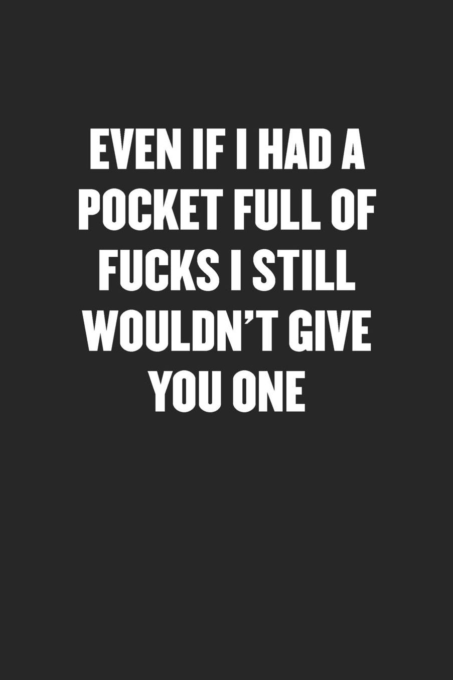 Even If I Had a Pocket Full of Fucks I Still Wouldn't Give You One: Sarcastic Black Blank Lined Coworker Journal - Funny Gift Friend Notebook