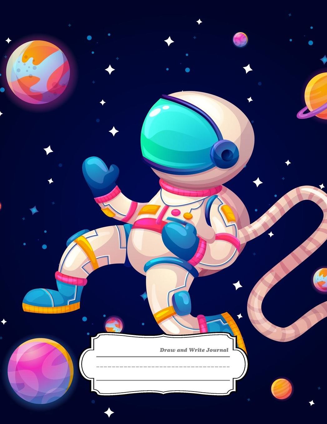 Draw and Write Journal: Primary Composition Notebook Write and Draw Create Story Journal Unruled Left Ruled Right Page Dotted Dashed Midline Lined Paper Large Picture Drawing Space Handwriting Practice for Kindergarten Grades K-2 Kids Girls Boys, Space