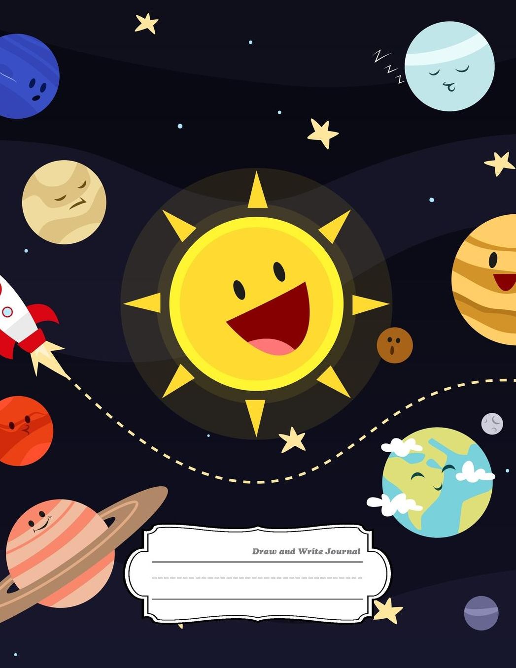 Draw and Write Journal: Primary Composition Notebook Write and Draw Create Story Journal Unruled Left Ruled Right Page Dotted Dashed Midline Lined Paper Large Picture Drawing Space Handwriting Practice for Kindergarten Grades K-2 Kids Girls Boys, Space