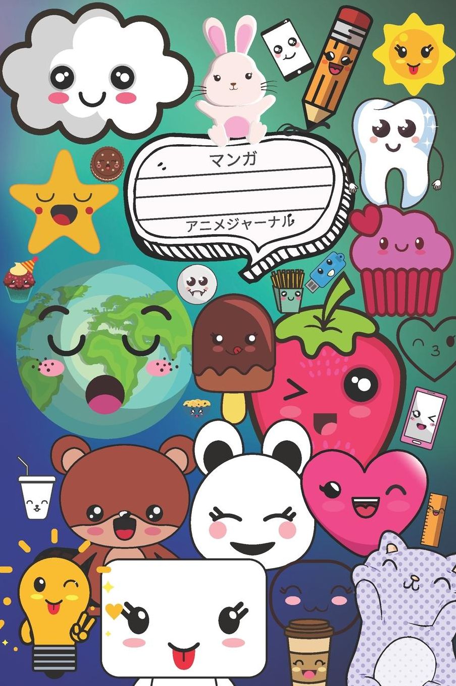 Kawaii Themed Composition Notebook 120 Pages 6x9