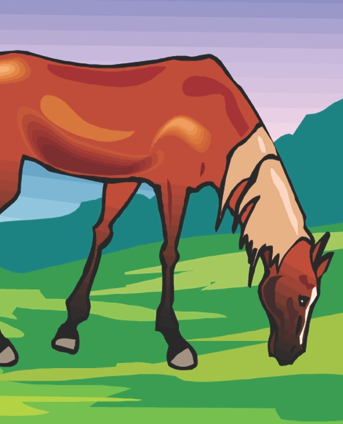 Horse Illustration School Composition Book Equine Grazing Chestnut Horse: Horse Picture Equine Covers Composition Books Notebooks (Notebook, Diary, Blank Book)