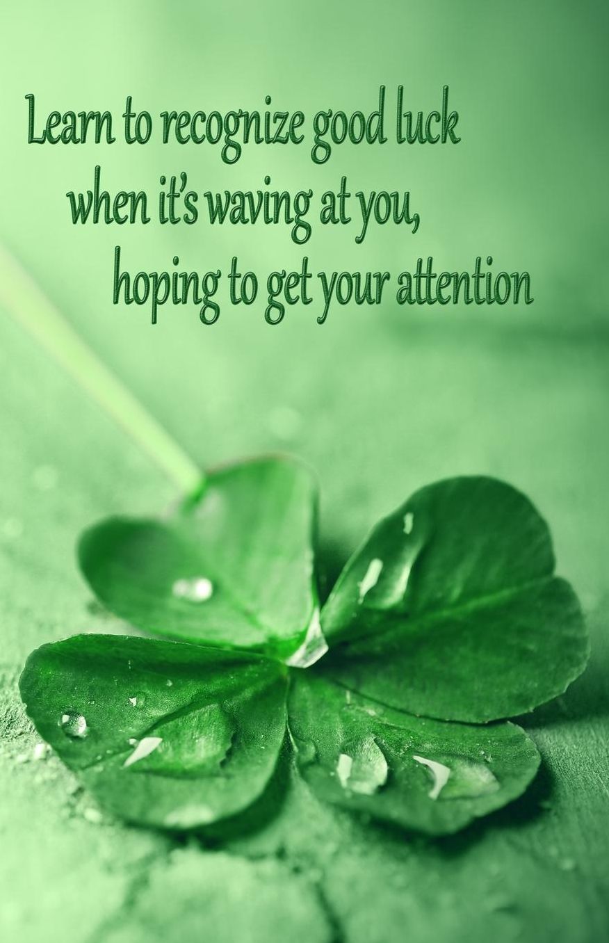 Journal: Learn to recognize good luck when it's waving at you, hoping to get your attention