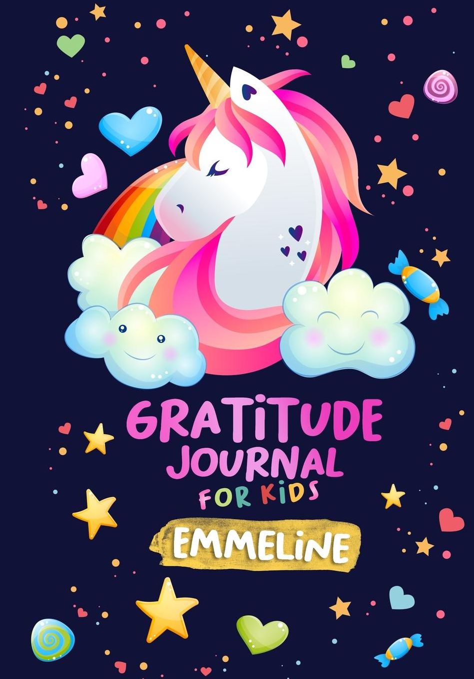 Gratitude Journal for Kids Emmeline: A Unicorn Journal to Teach Children to Practice Gratitude and Mindfulness / Personalised Children's book