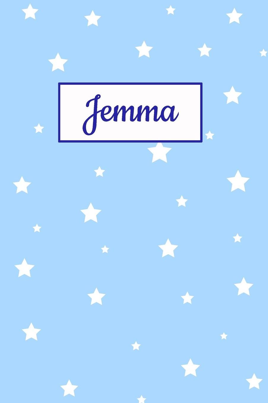 Jemma: Personalized Name Journal. Wide Ruled (Lined) Writing Diary, Composition Book. Baby Blue Star Cover for Girls, Kids and Teens