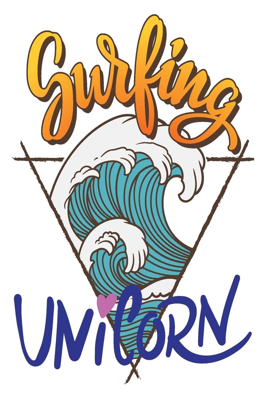 Surfing Unicorn: 6x9 College Ruled Line Paper 150 Pages