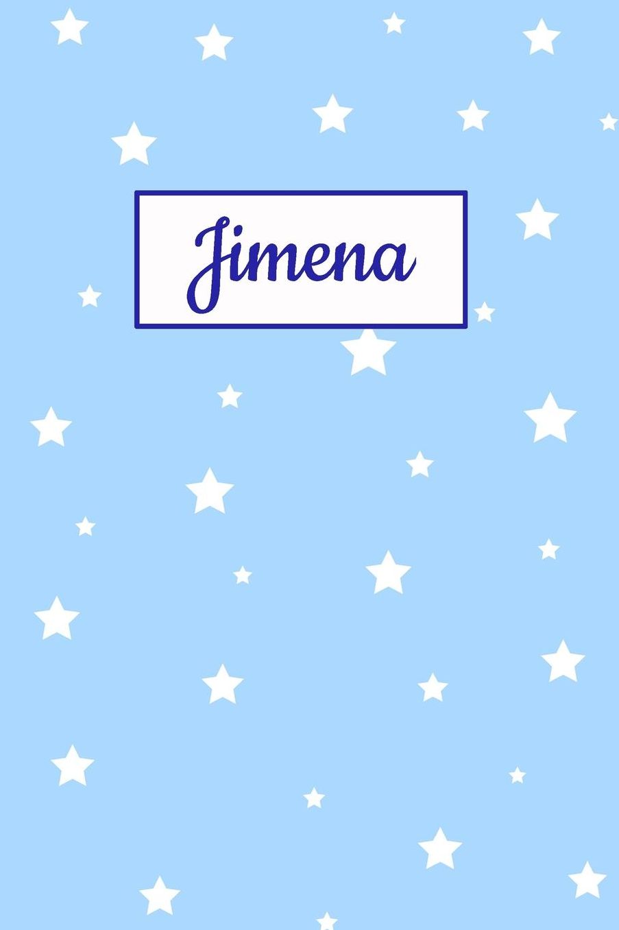 Jimena: Personalized Name Journal. Wide Ruled (Lined) Writing Diary, Composition Book. Baby Blue Star Cover for Girls, Kids and Teens