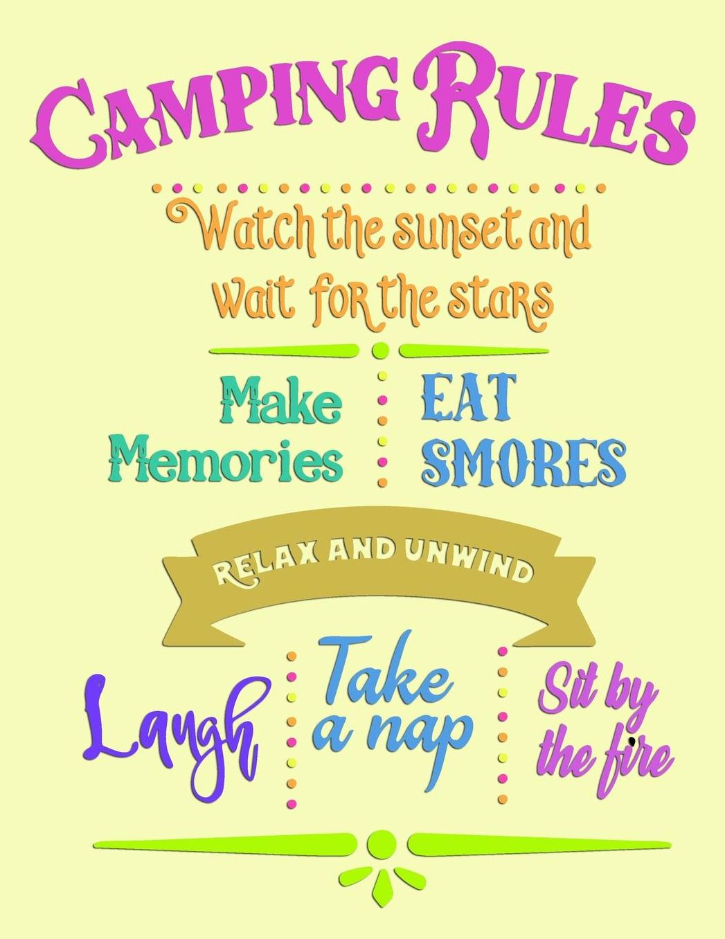 Camping Rules: RV, Glamping, Hiking, Road Trip, Travel and Camping Journal