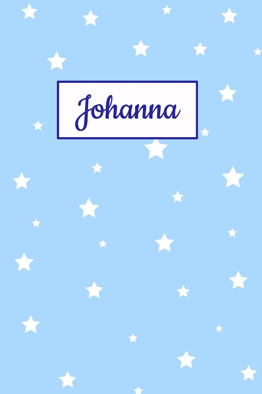 Johanna: Personalized Name Journal. Wide Ruled (Lined) Writing Diary, Composition Book. Baby Blue Star Cover for Girls, Kids and Teens