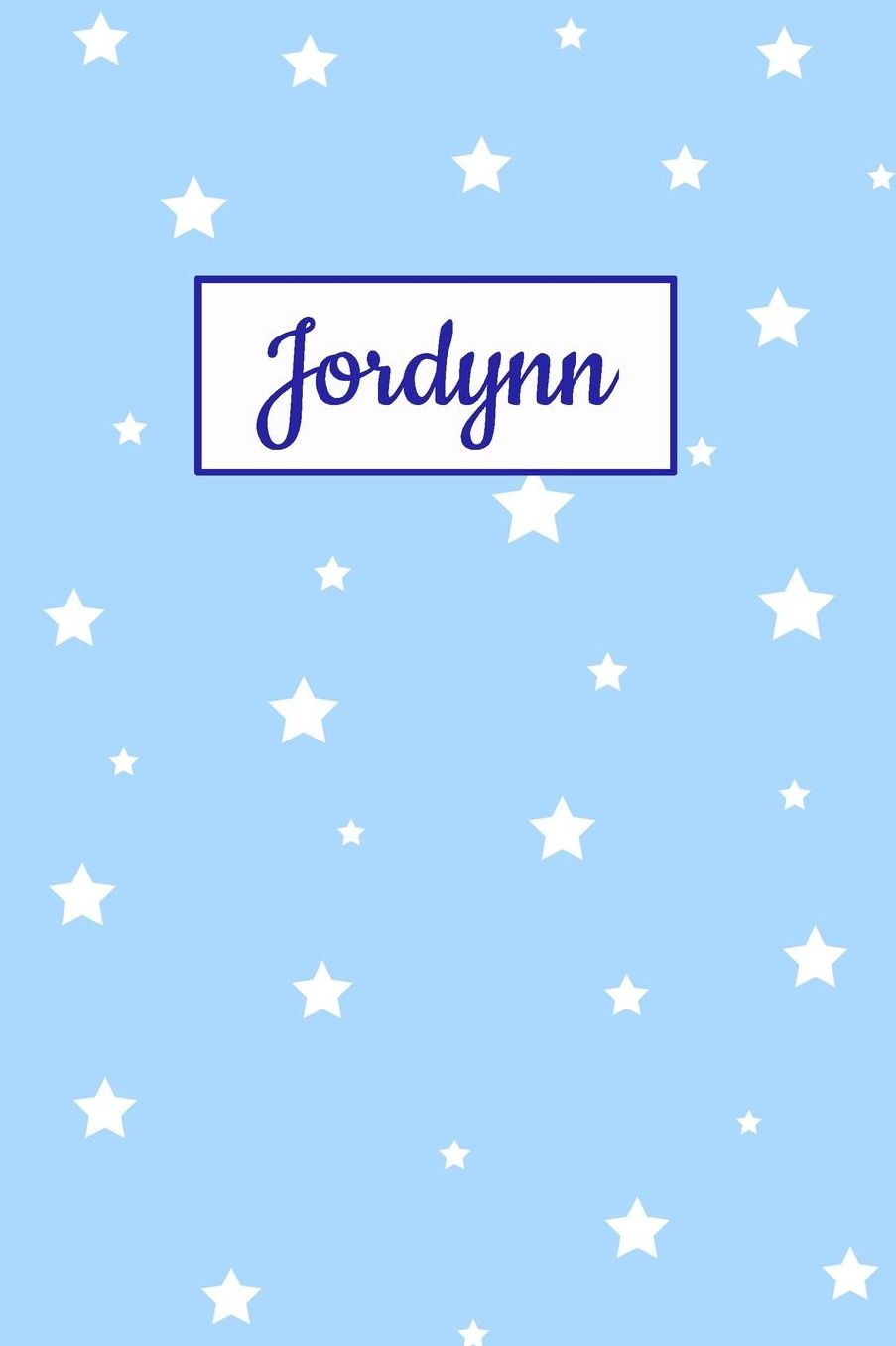 Jordynn: Personalized Name Journal. Wide Ruled (Lined) Writing Diary, Composition Book. Baby Blue Star Cover for Girls, Kids and Teens