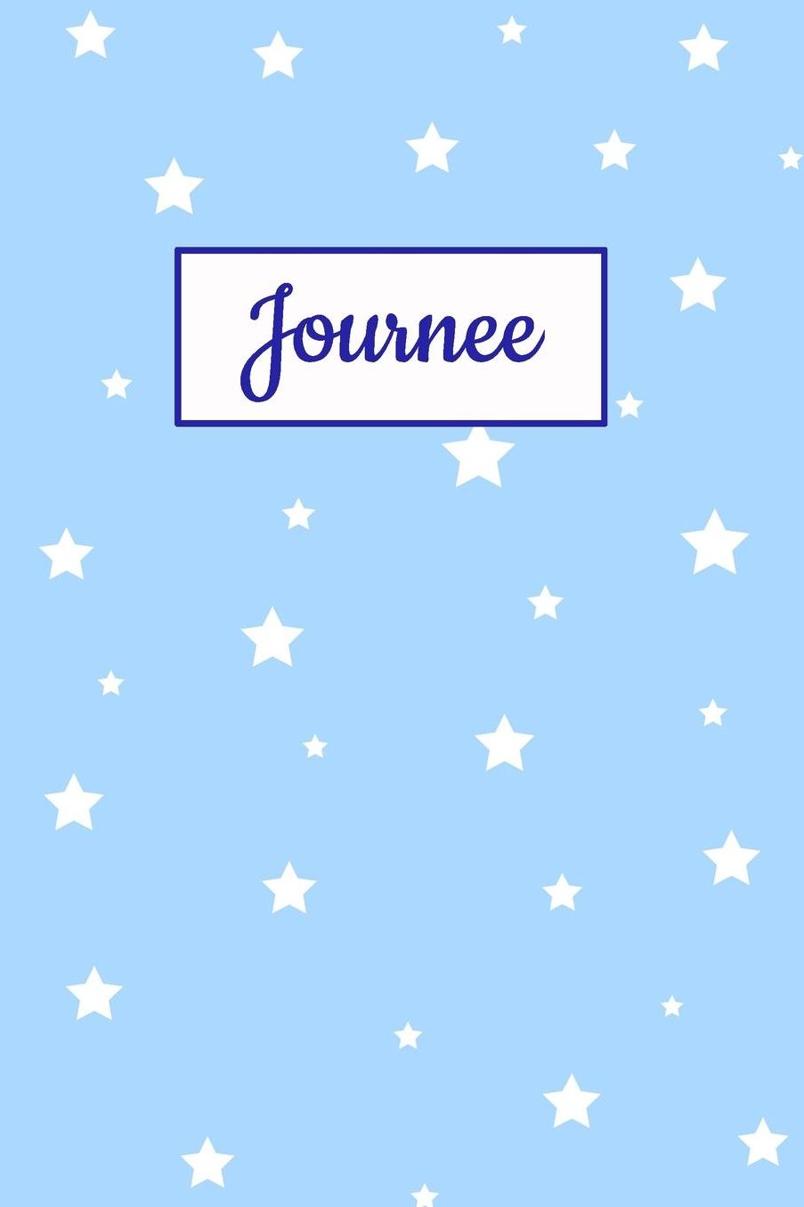 Journee: Personalized Name Journal. Wide Ruled (Lined) Writing Diary, Composition Book. Baby Blue Star Cover for Girls, Kids and Teens