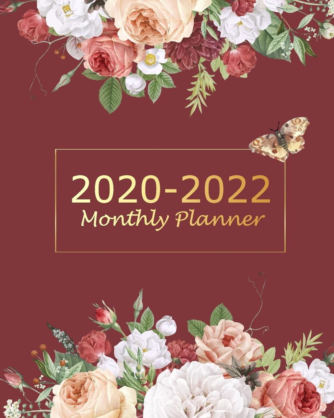 2020-2022 Monthly Planner: Red Flowers Monthly Calendar Schedule Organizer (36 Months) For The Next Three Years With Holidays and inspirational Quotes
