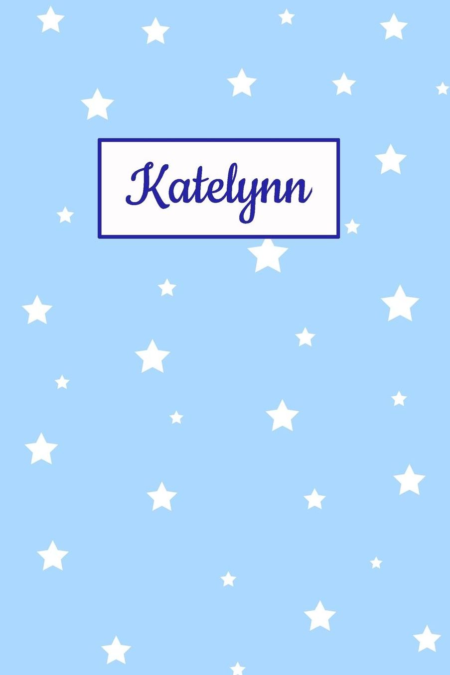 Katelynn: Personalized Name Journal. Wide Ruled (Lined) Writing Diary, Composition Book. Baby Blue Star Cover for Girls, Kids and Teens
