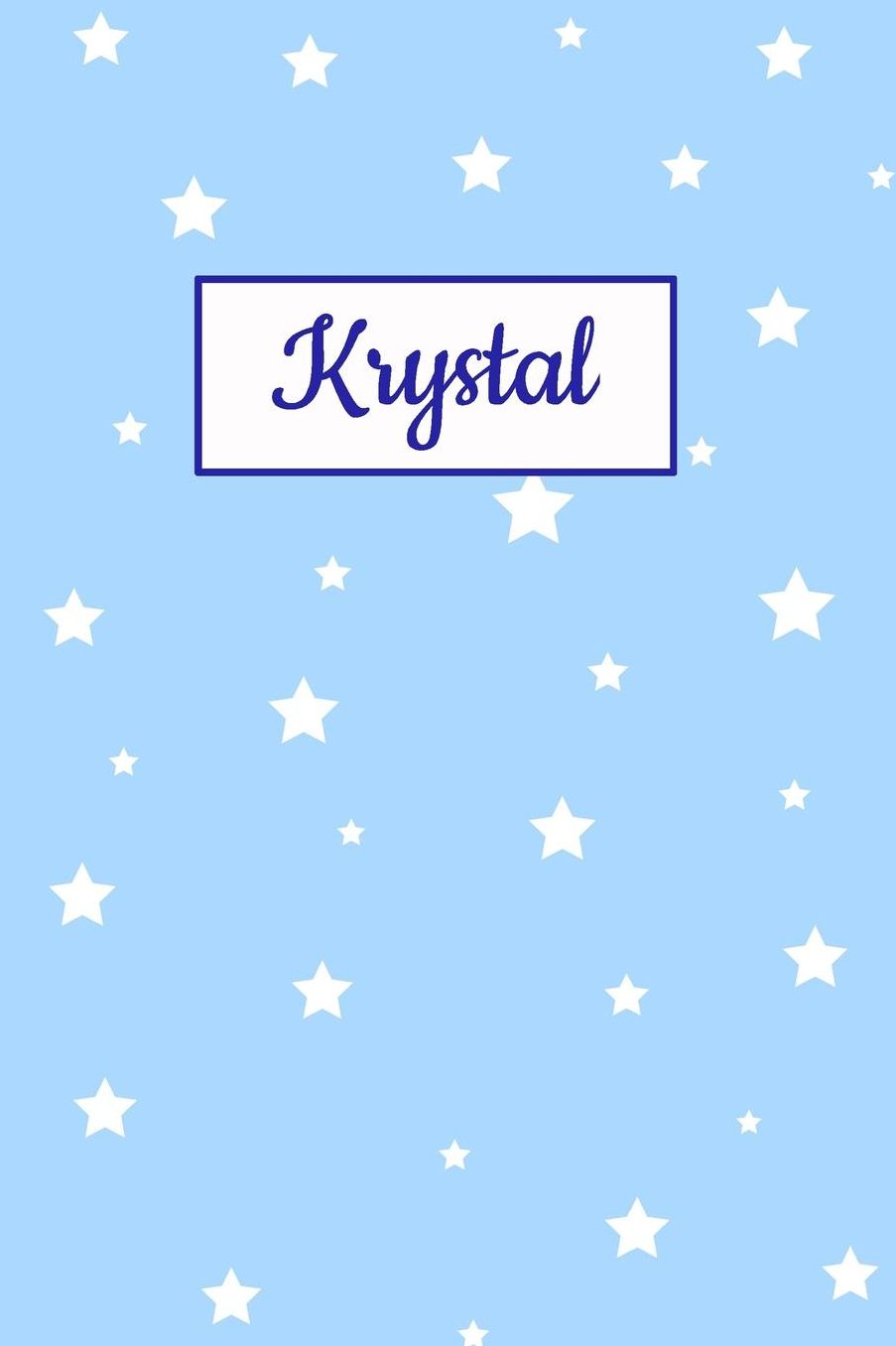 Krystal: Personalized Name Journal. Wide Ruled (Lined) Writing Diary, Composition Book. Baby Blue Star Cover for Girls, Kids and Teens