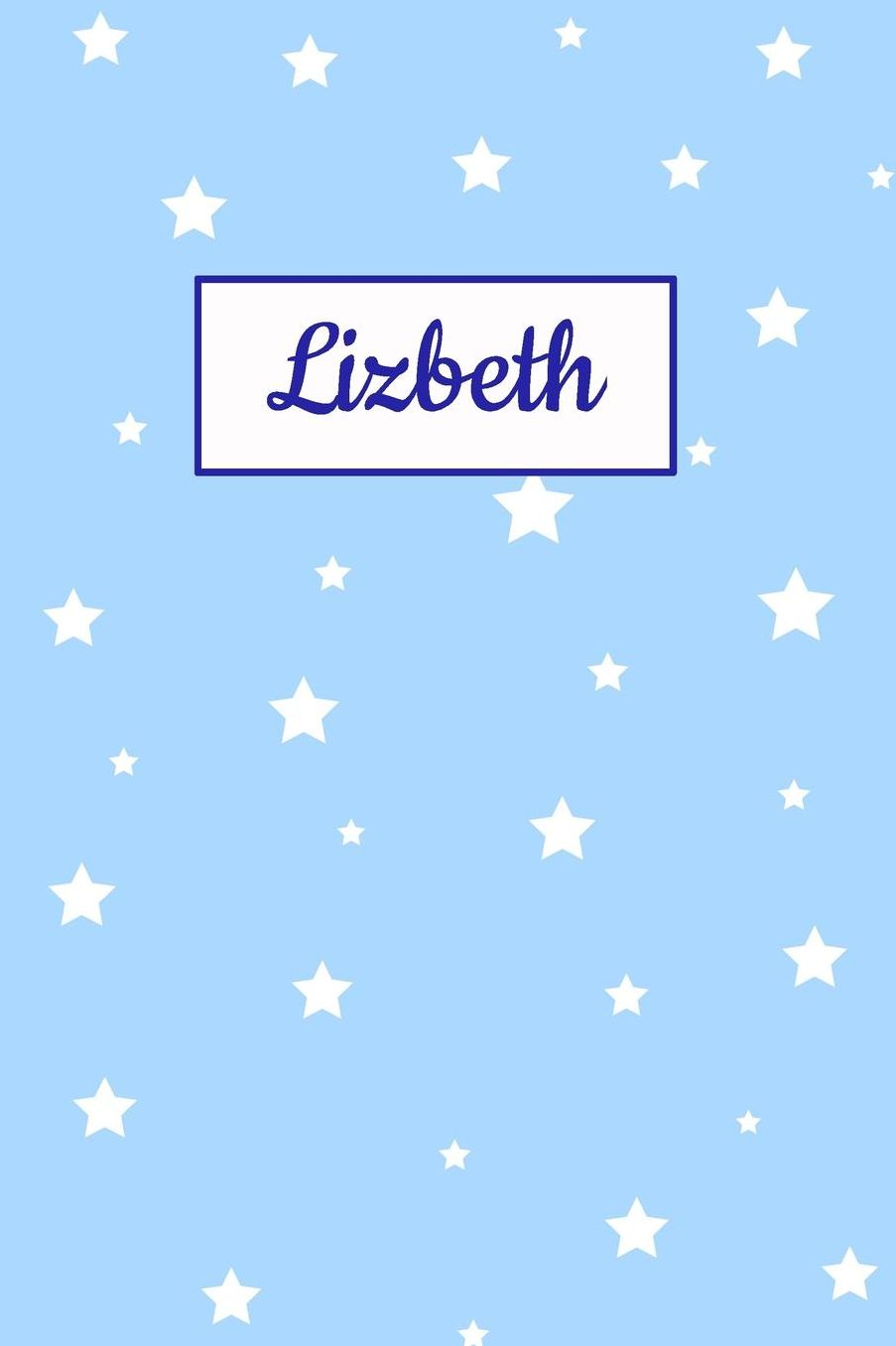 Lizbeth: Personalized Name Journal. Wide Ruled (Lined) Writing Diary, Composition Book. Baby Blue Star Cover for Girls, Kids and Teens