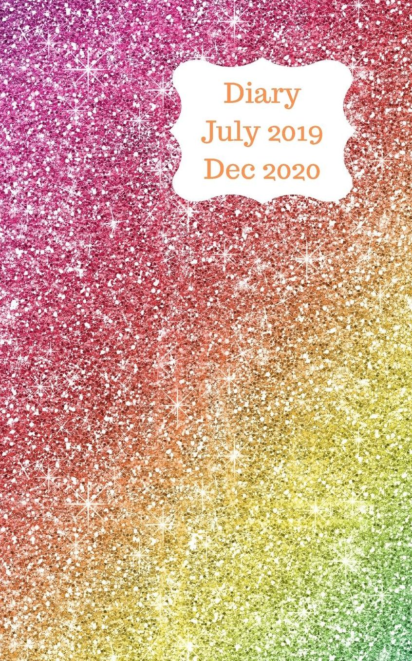 Diary July 2019 Dec 2020: 5x8 pocket size, week to a page 18 month diary. Space for notes and to do list on each page. Perfect for teachers, students and small business owners. Bright rainbow glitter design